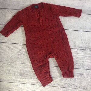 Gap 3-6 M Red Cable Knit Sweater Romper